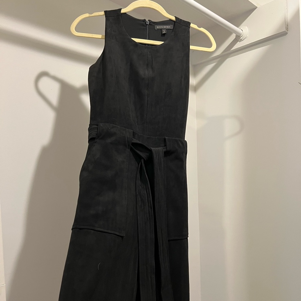 Banana republic faux suede wide leg jumpsuit